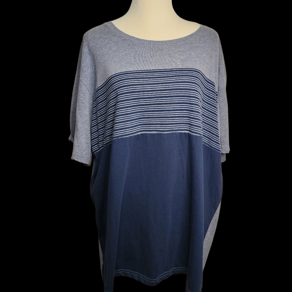 OT Revolution Mens Sz 2XLARGE Short Sleeve Blue T-shirt Casual Crew Neck Preppy